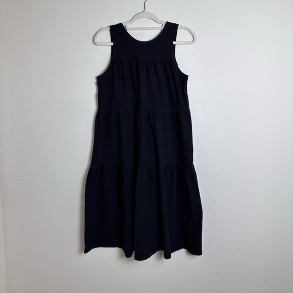 Everlane black tiered cotton Weekend tank midi dress cozy comfy M - Picture 2 of 8